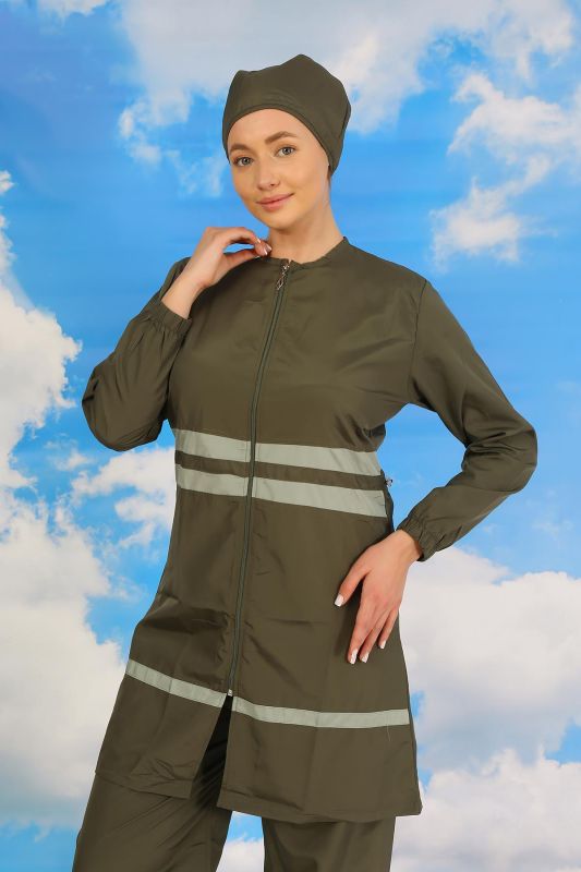 Moda Çizgi Kadın Tam Tesettür Mayo Haki 31061 - 3