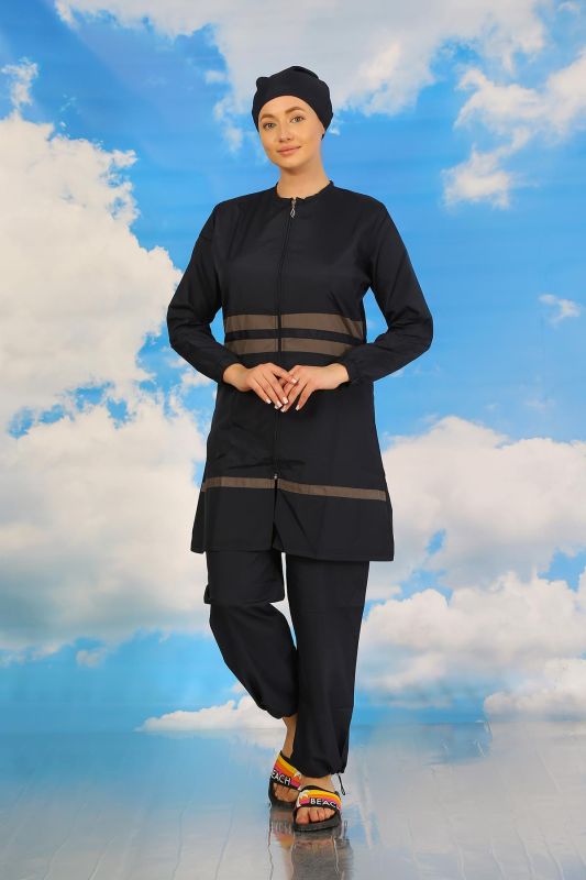 Moda Çizgi Kadın Tam Tesettür Mayo Lacivert 31061 - 2