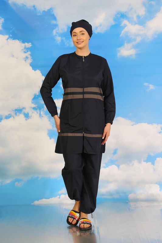 Moda Çizgi Kadın Tam Tesettür Mayo Lacivert 31061 - 5