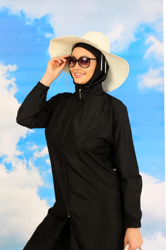 Moda Çizgi Kadın Tam Tesettür Mayo Siyah 31067 - 5