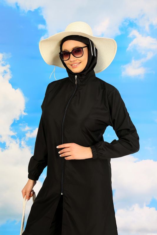 Moda Çizgi Kadın Tam Tesettür Mayo Siyah 31067 - 8
