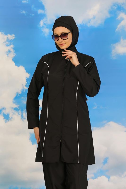 Moda Çizgi Kadın Tam Tesettür Siyah Mayo 31060 - 1