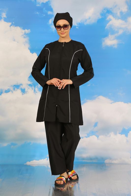 Moda Çizgi Kadın Tam Tesettür Siyah Mayo 31060 - 2