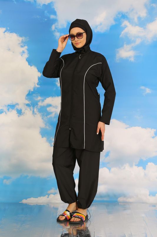 Moda Çizgi Kadın Tam Tesettür Siyah Mayo 31060 - 3