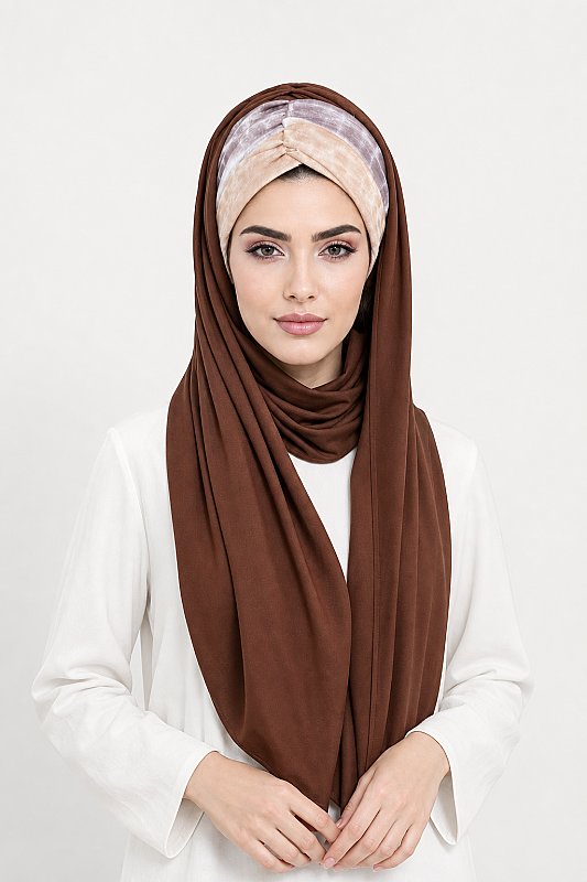 Kahve Batik Desen Hazır Şal - 1