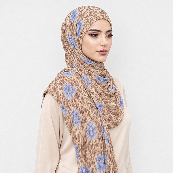 Karamel Çiçekli Bandana Hazır Şal - 2