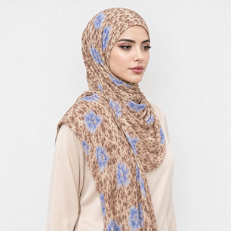 Karamel Çiçekli Bandana Hazır Şal - 2