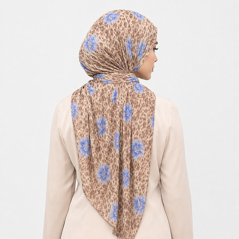 Karamel Çiçekli Bandana Hazır Şal - 3