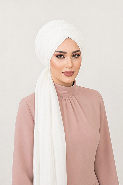 Kırık Beyaz Tokalı Abiye Bone Şal / Hazır Duvak