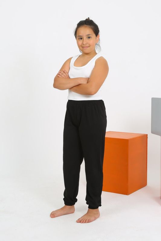 Moda Çizgi Kız Çocuk Sıfır Kol Beyaz Penye Pijama Takım 20433 - 3