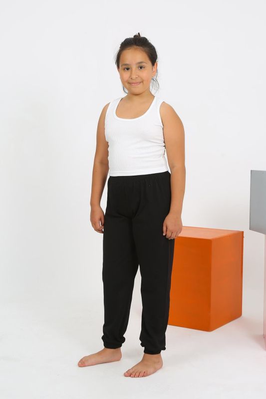 Moda Çizgi Kız Çocuk Sıfır Kol Beyaz Penye Pijama Takım 20433 - 5