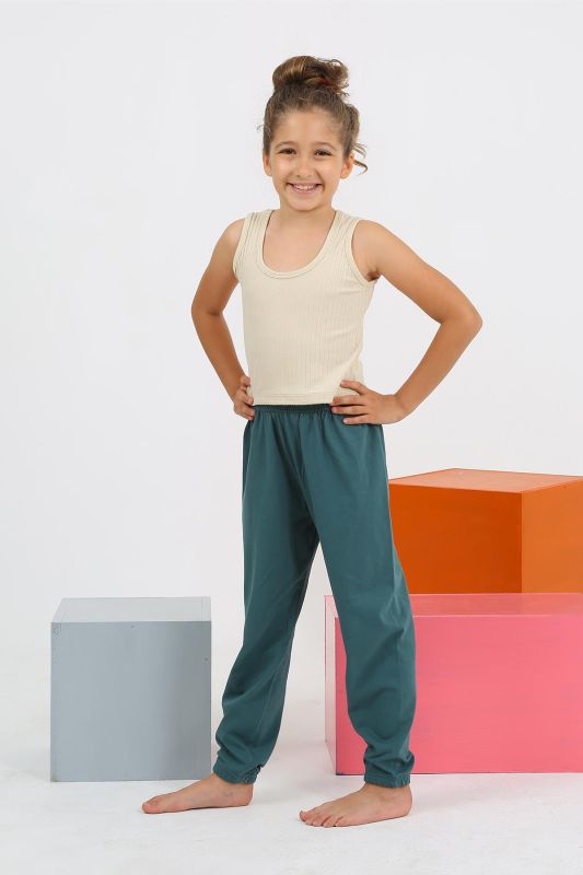 Moda Çizgi Kız Çocuk Sıfır Kol Ten Rengi Penye Pijama Takım 20433 - 5