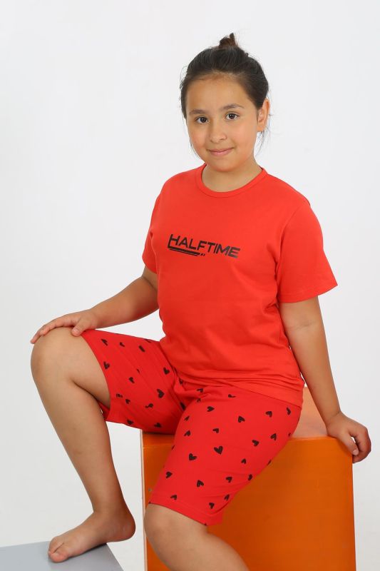 Moda Çizgi Kız Çocuk Şortlu Kısa Kol Penye Pijama Takım 20431 - 3