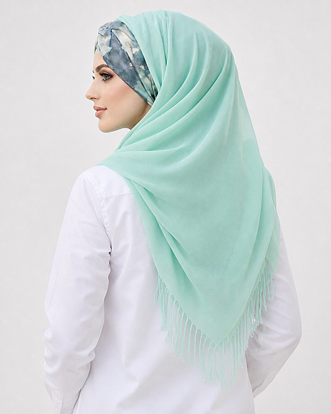 Mint Batik Desen Hazır Burgulu Şal - 3