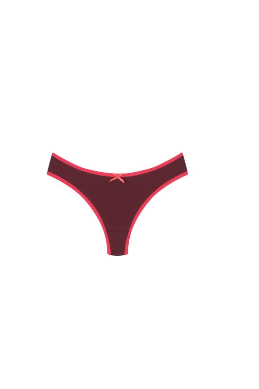 Moda Çizgi Pamuklu 3lü Tanga Külot Bordo 40251 - 2