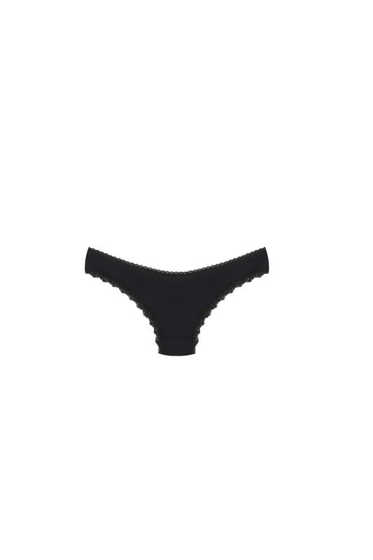 Moda Çizgi Pamuklu 3lü Tanga Külot Siyah 40251 - 2
