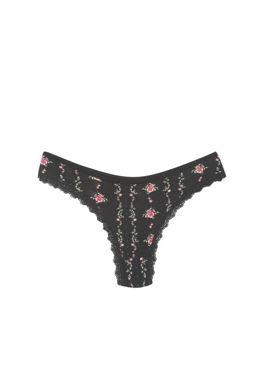 Moda Çizgi Pamuklu 3lü Tanga Külot Siyah 40252 - 2