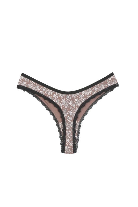 Moda Çizgi Pamuklu 3lü Tanga Külot Vizon 40252 - 2