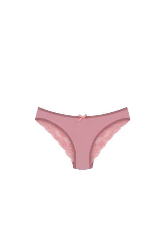 Moda Çizgi Pamuklu Dantelli 3lü Külot Mürdüm 40259 - 2