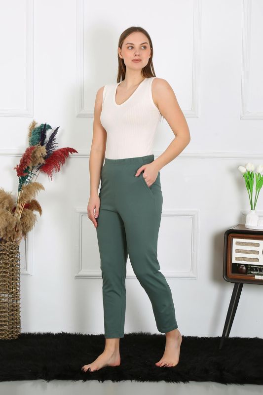 Moda Çizgi Pamuklu Haki Tek Alt Pijama 27523 - 1