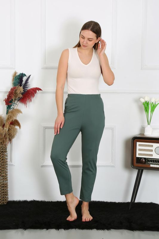 Moda Çizgi Pamuklu Haki Tek Alt Pijama 27523 - 2