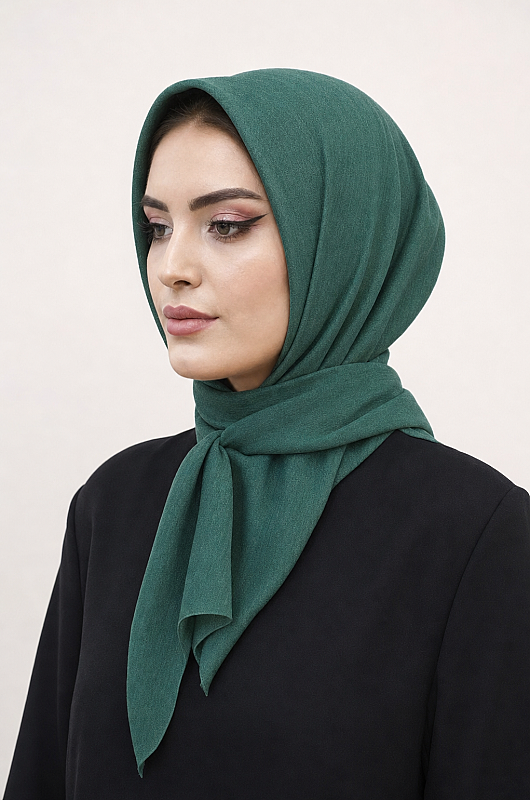 Petrol Yeşili Köpük Hazır Eşarp - 2