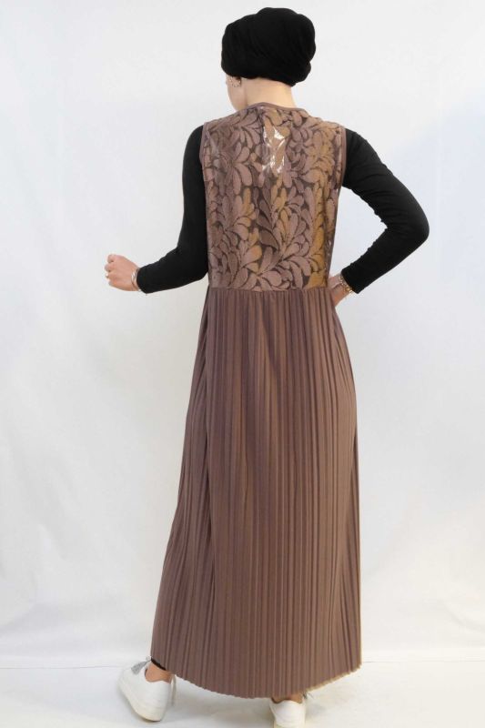 Moda Çizgi Piliseli Yelek Mc714 Vizon - 2