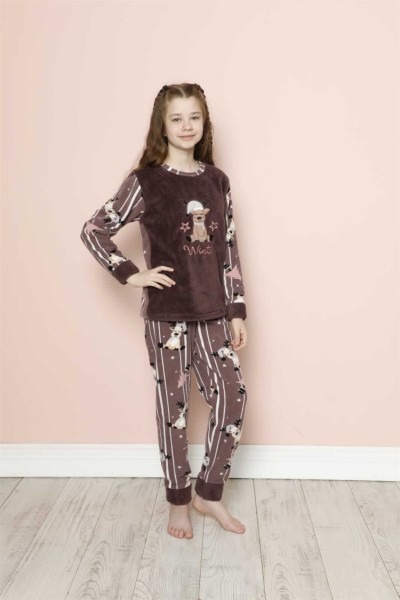 Moda Çizgi Polar Çocuk Pijama Takımı 20294K - Thumbnail