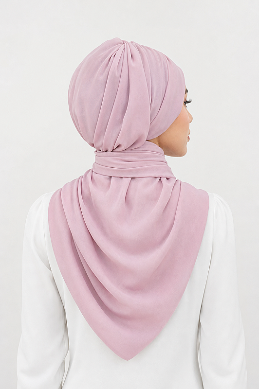 Pudra Pembe Büzgülü Hazır Şal - 3