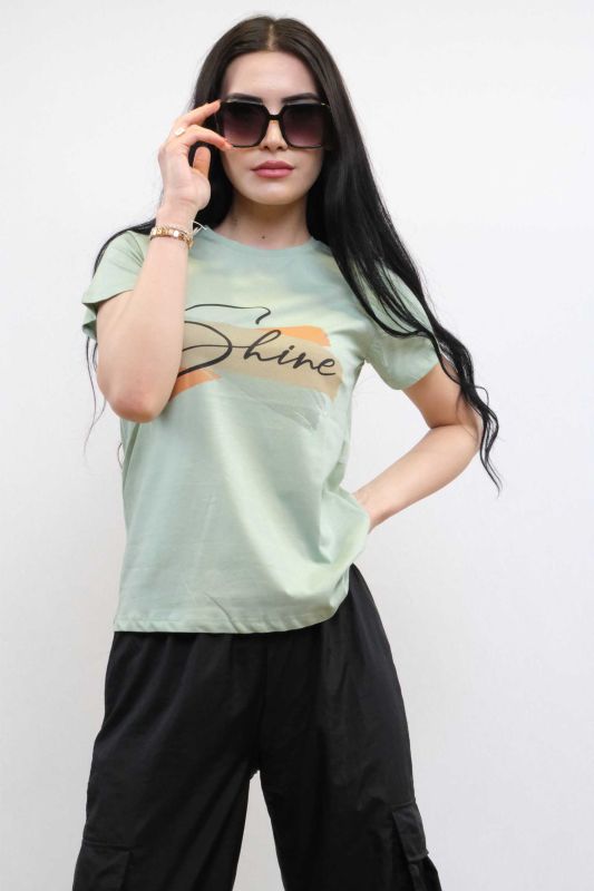 Moda Çizgi Shine Printed Tshirt Mint - 3
