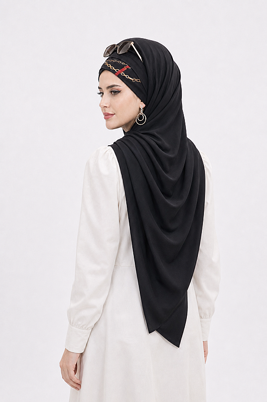 Siyah Drapeli Hazır Şal - 50501 - 3