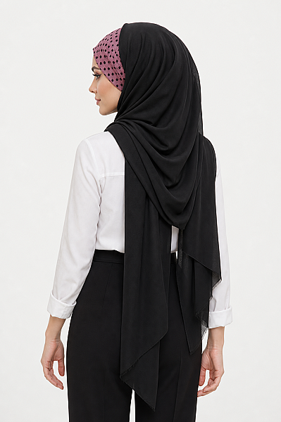 Siyah Gülkurusu Puantiye Bandana Şal - 3