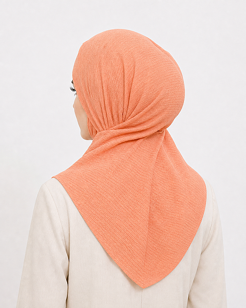 Somon Bürümcük Çapraz Bantlı Medium Size Hijab - Hazır Şal - 3