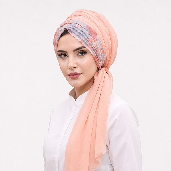 Somon Çiçek Çiçek Desen Hazır Şal - 2
