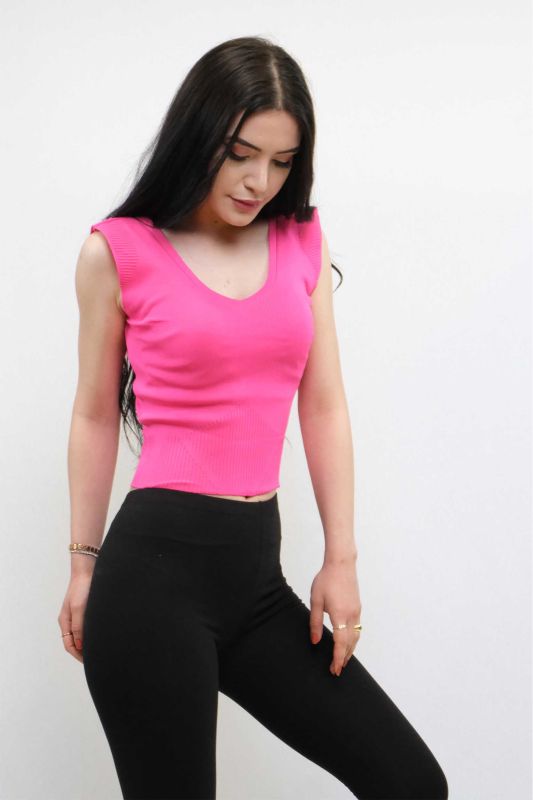 Moda Çizgi Sweater Model Knitwear Blouse Fuchsia - 3