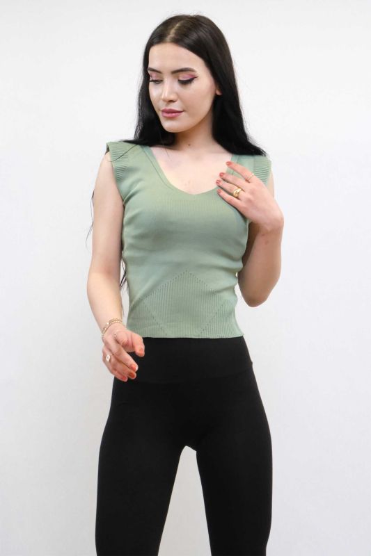 Moda Çizgi Süveter Model Triko Bluz Mint - 2