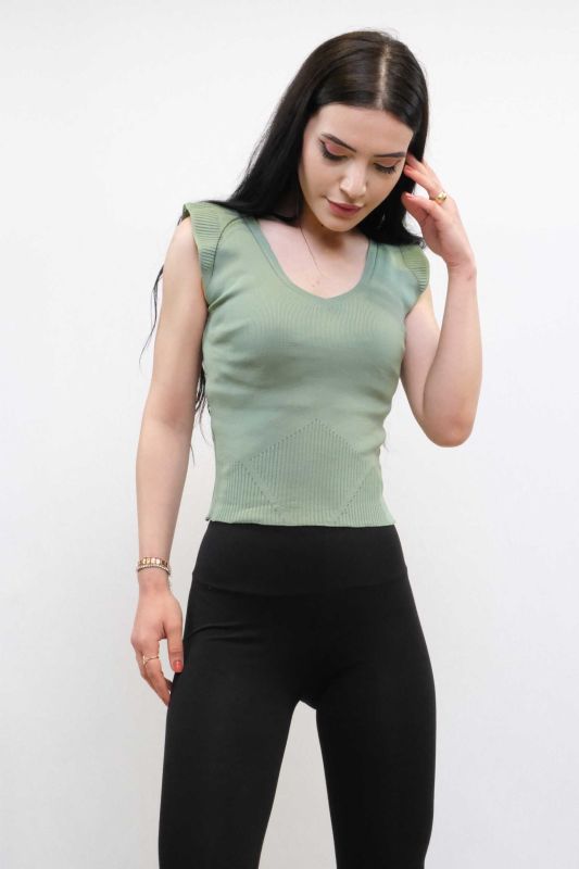 Moda Çizgi Süveter Model Triko Bluz Mint - 1