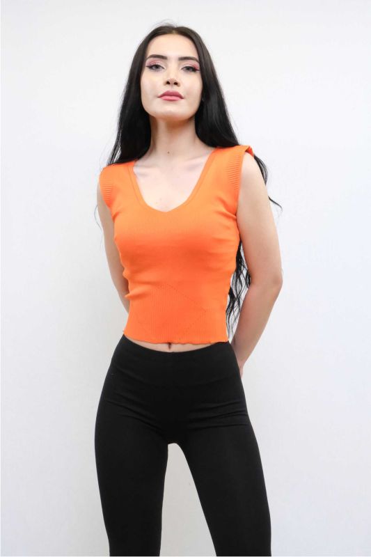 Moda Çizgi Sweater Model Knitwear Blouse Orange - 2