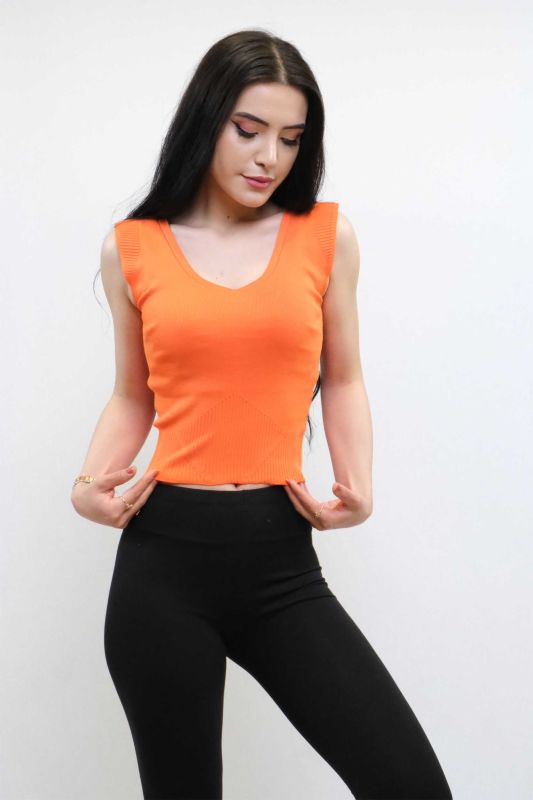 Moda Çizgi Sweater Model Knitwear Blouse Orange - 3
