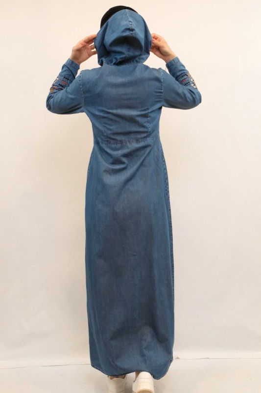 Moda Çizgi Taş ve Nakış İşlemeli Kot Kap - 3