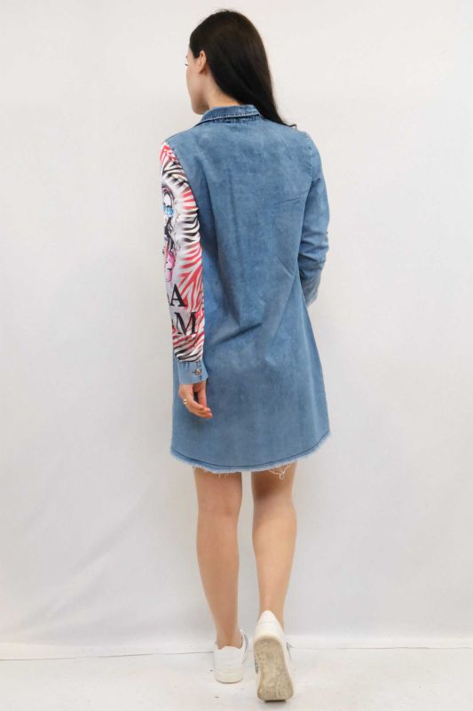 Moda Çizgi Design Denim Dress - 4