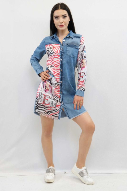 Moda Çizgi Design Denim Dress - 5