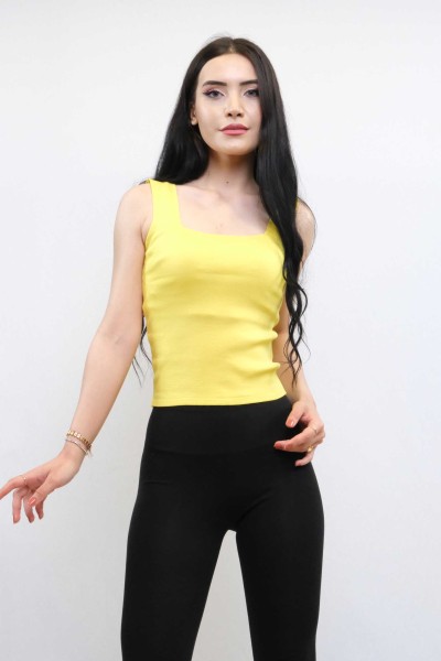 Moda Çizgi Triko Atlet Sarı - Thumbnail