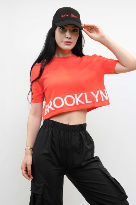 Moda Çizgi Knitwear Crop Orange - 2