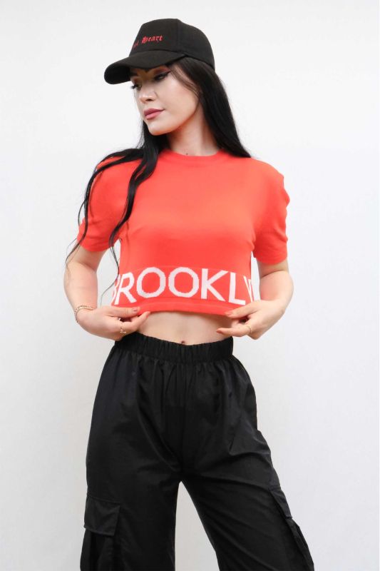 Moda Çizgi Knitwear Crop Orange - 3