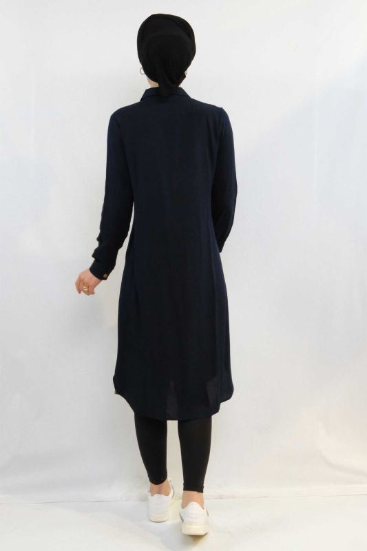 Moda Çizgi Tunik Gömlek Lacivert - 3
