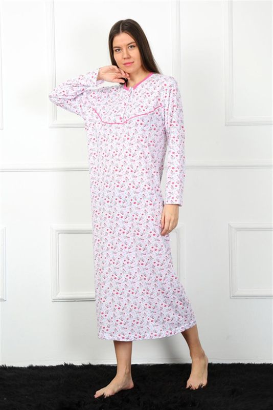 Moda Çizgi Uzun Kol Kırmızı Anne Gecelik 1360 - 1