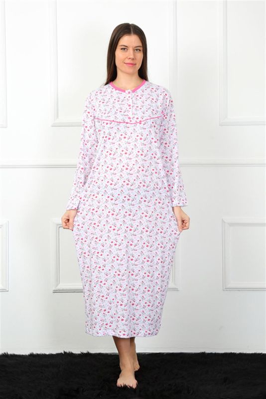 Moda Çizgi Uzun Kol Kırmızı Anne Gecelik 1360 - 3
