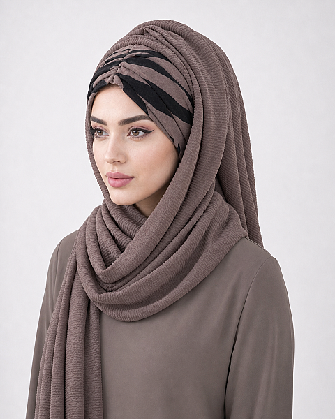 Vizon Zebra Feminen Desenli Hazır Şal - 2