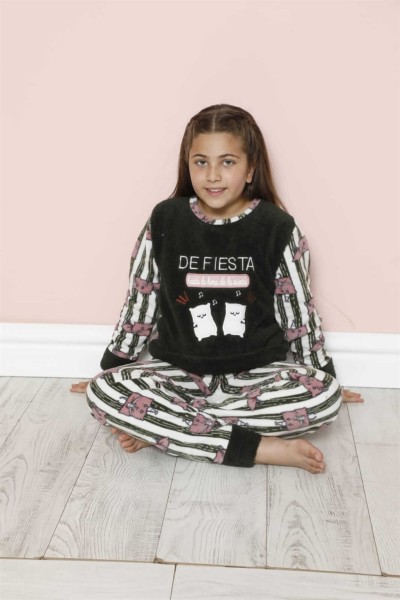 moda çizgi WelSoft Polar Çocuk Pijama Takımı 20243Y - Thumbnail